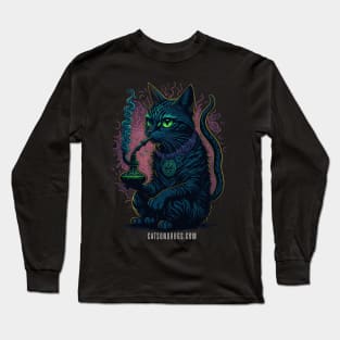 Techno Shirt - Techno Cat - Catsondrugs.com - rave, edm, festival, techno, trippy, music, 90s rave, psychedelic, party, trance, rave music, rave krispies, rave flyer Long Sleeve T-Shirt